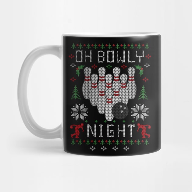 Oh Bowly Night Bowling Ugly Christmas Sweater by TeeCreations